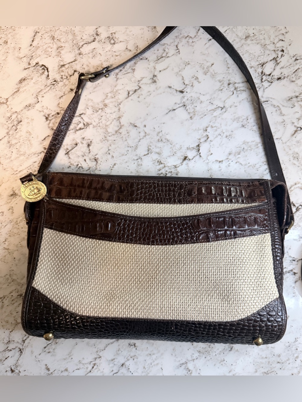 Brahmin Harbor Collection Shoulder/Cross Body Bag Croc Embossed Genuine Leather